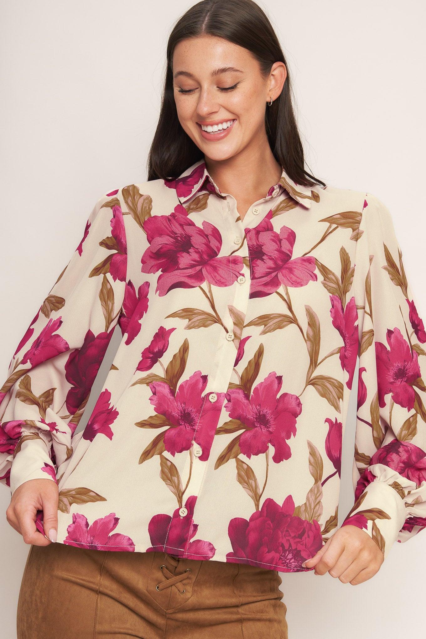 Rosewood Retro Woven Top in taupe, view 4 — Soul Flow Apparel