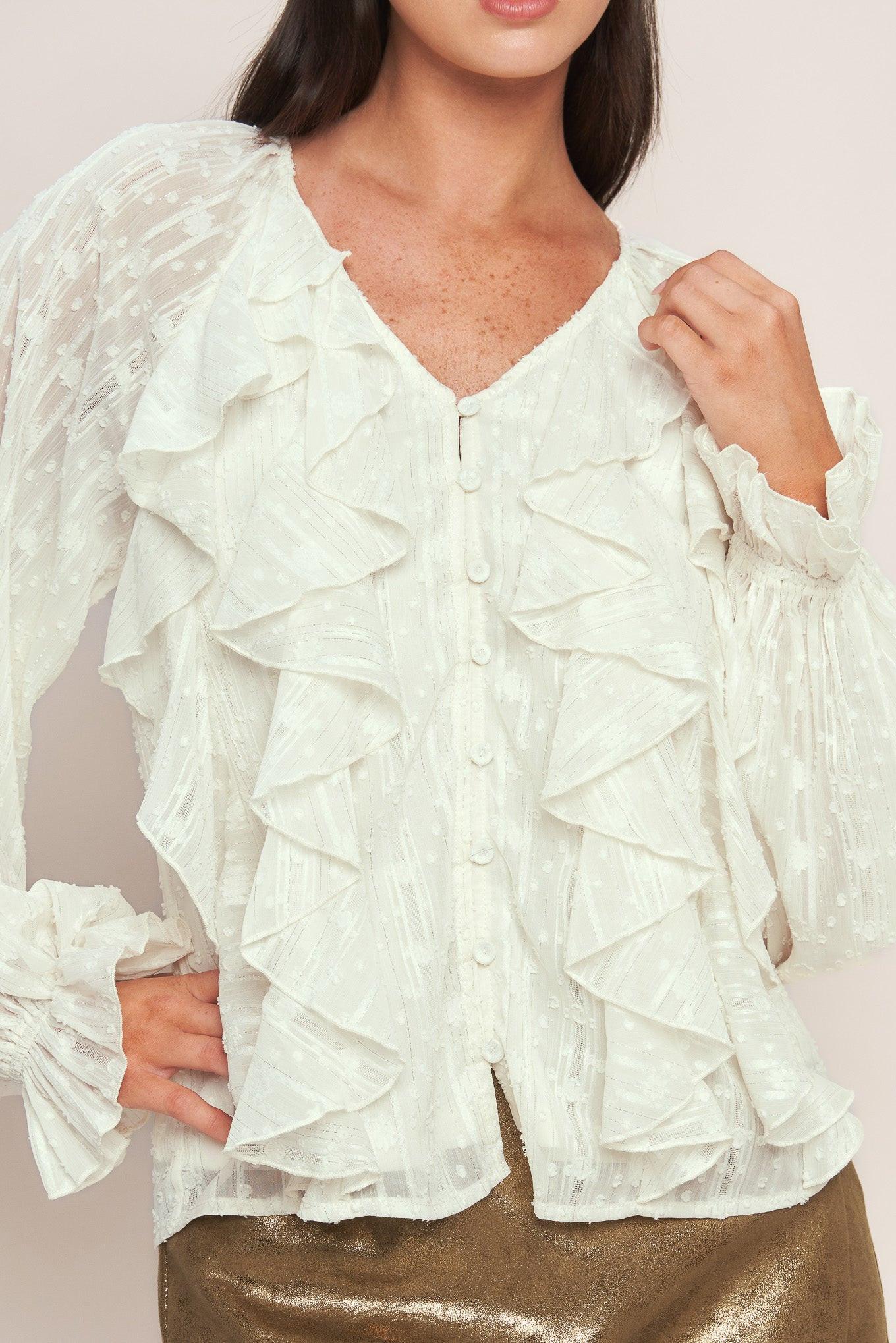 Milk & Moonlight Woven Top in cream, view 7 — Soul Flow Apparel