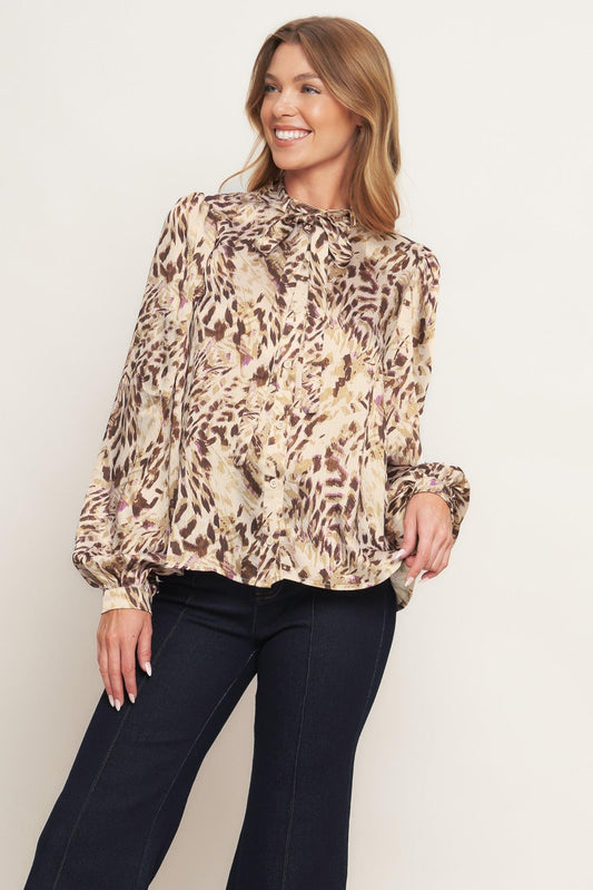 Wild Chic Cream Woven Top, view 6 — Soul Flow Apparel