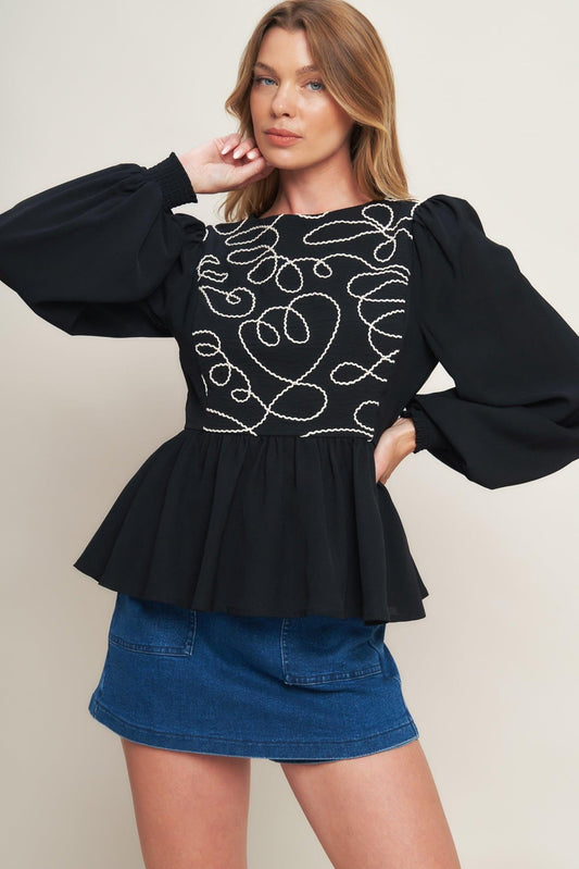 Black Canvas Woven Top, view 1 — Soul Flow Apparel