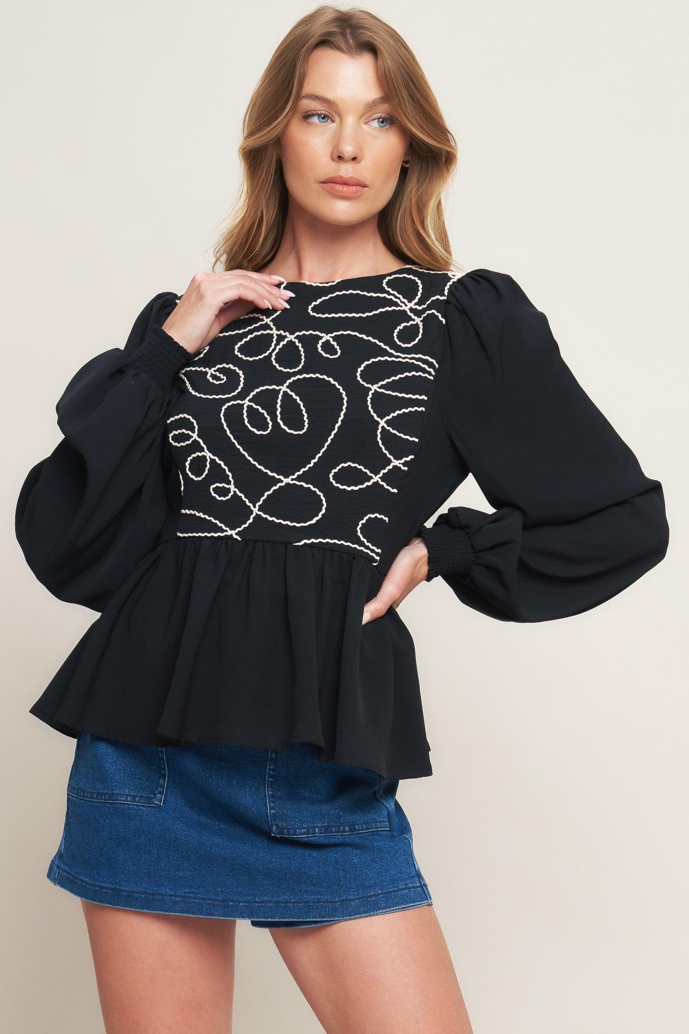 Black Canvas Woven Top, view 3 — Soul Flow Apparel