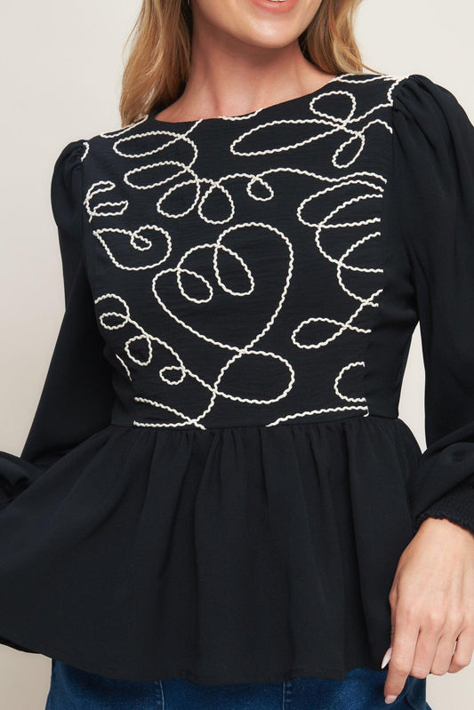 Black Canvas Woven Top, view 4 — Soul Flow Apparel