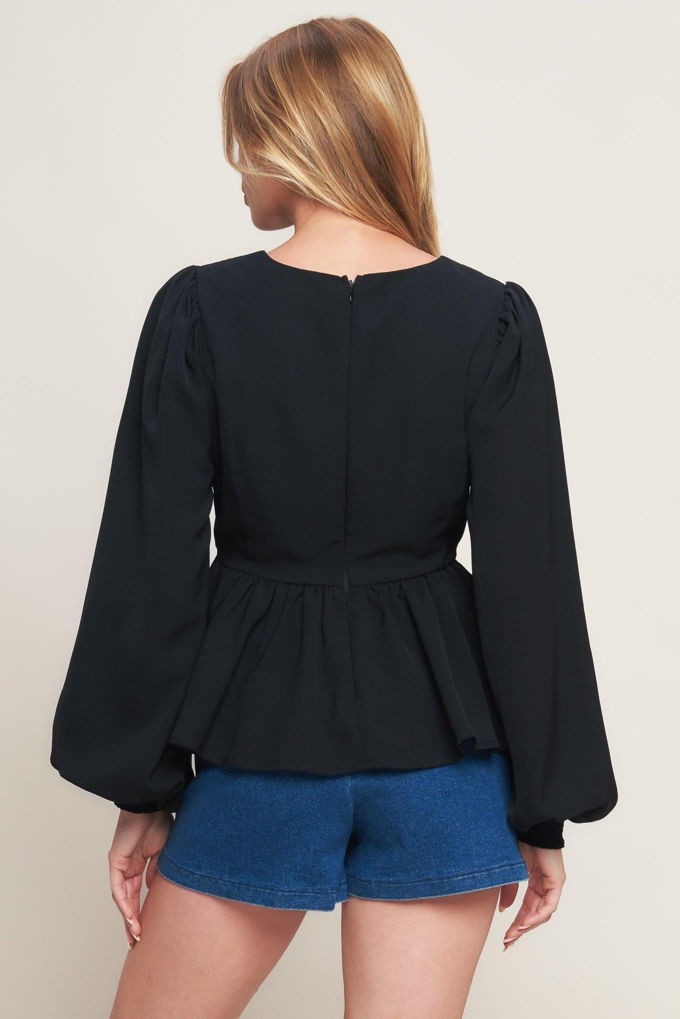 Black Canvas Woven Top, view 6 — Soul Flow Apparel