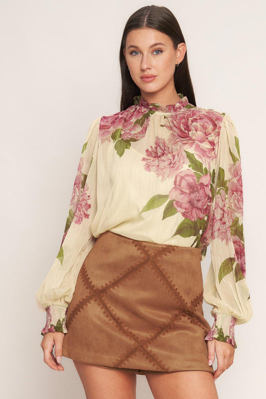 Romantic Heritage Woven Top in ivory, view 4 — Soul Flow Apparel