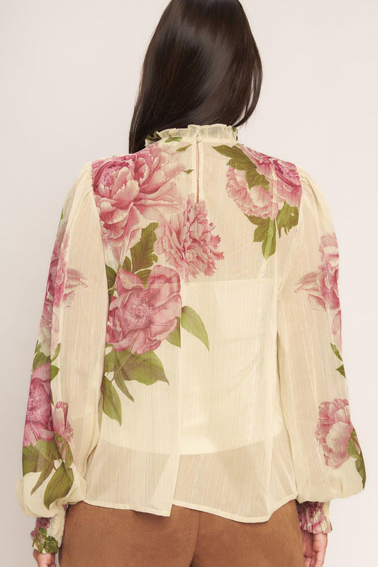 Romantic Heritage Woven Top in ivory, view 5 — Soul Flow Apparel