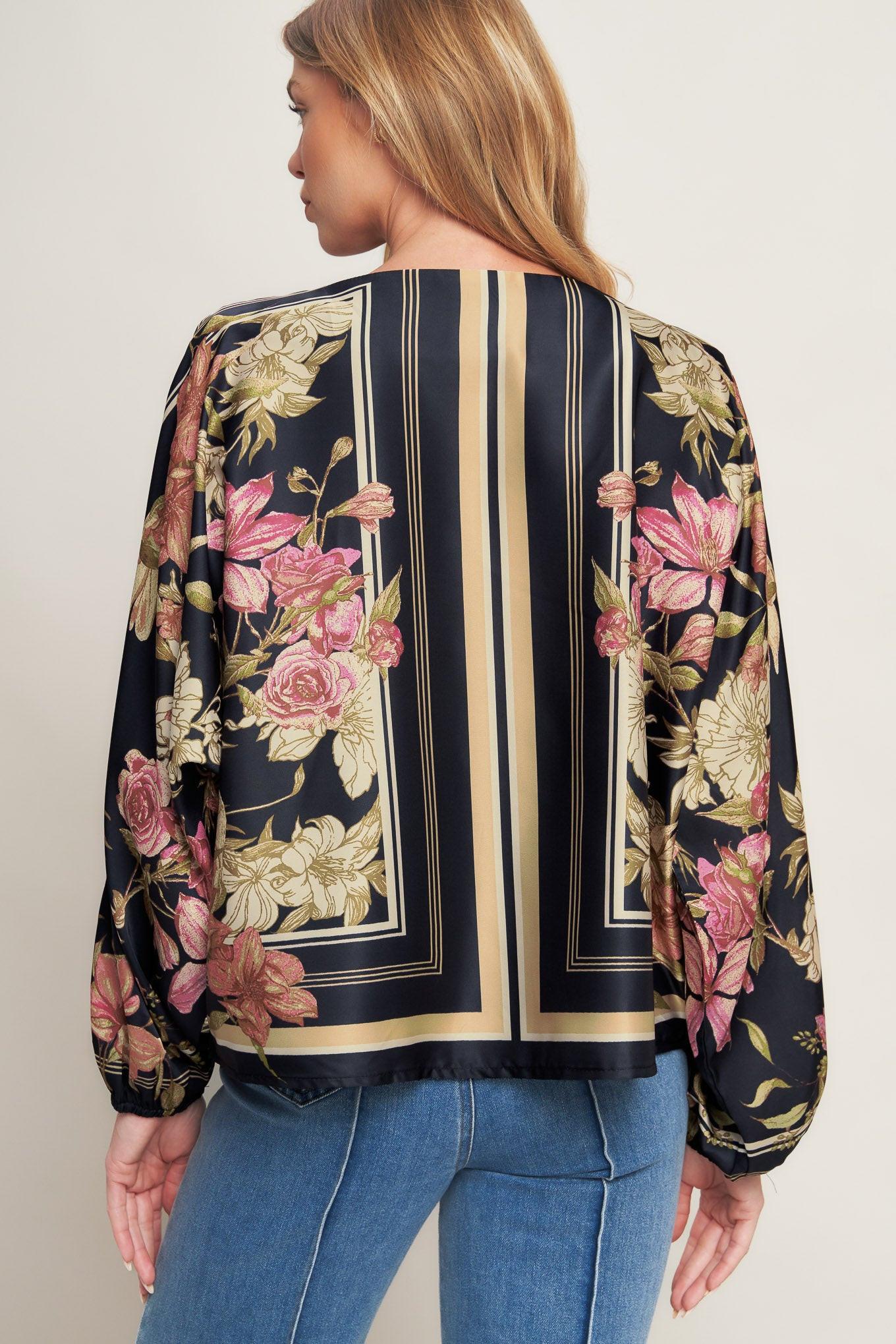 Royal Tapestry Woven Top in black, view 5 — Soul Flow Apparel