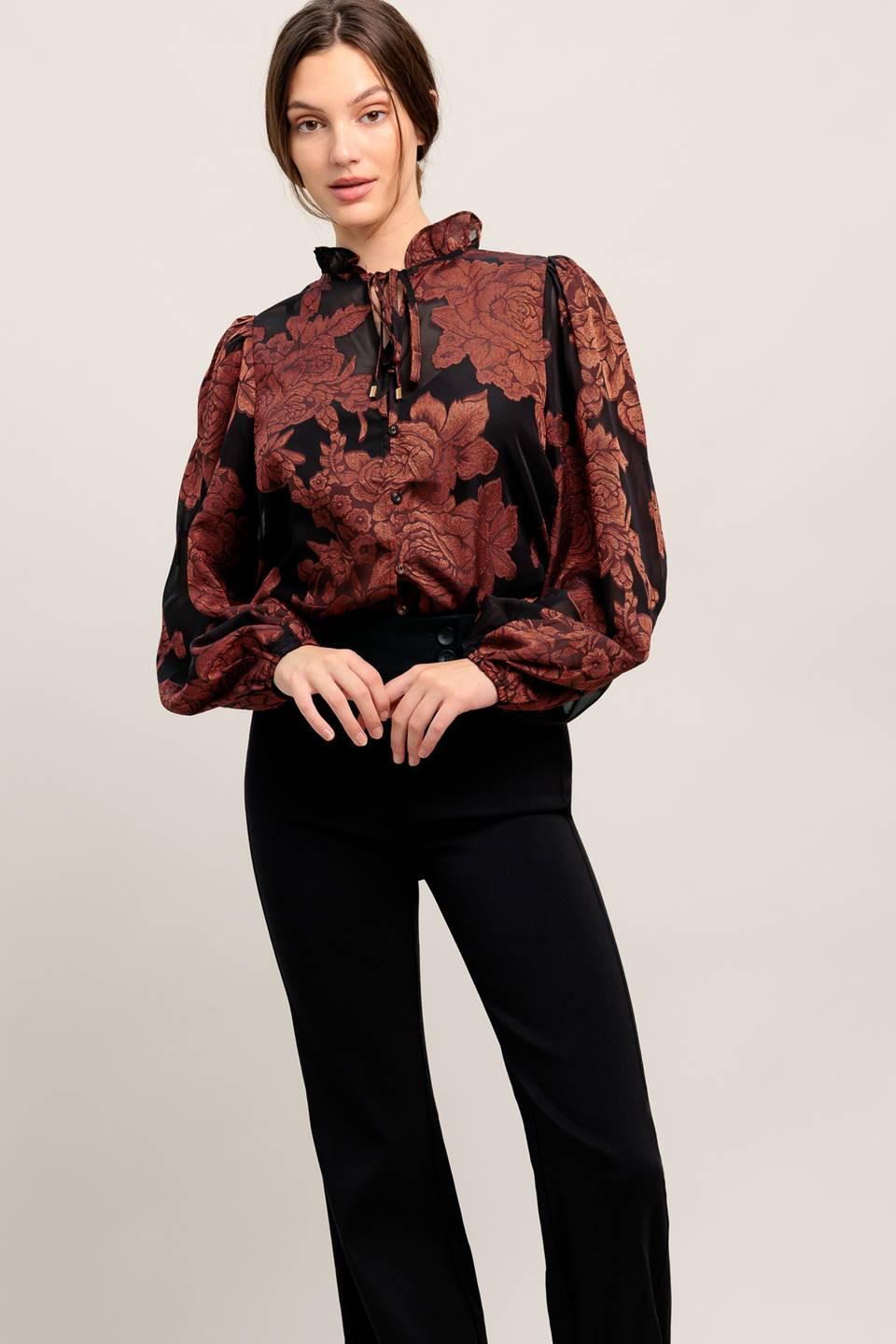 Just Dark Enough to Feel Special Woven Top in black, view 1 — Soul Flow Apparel