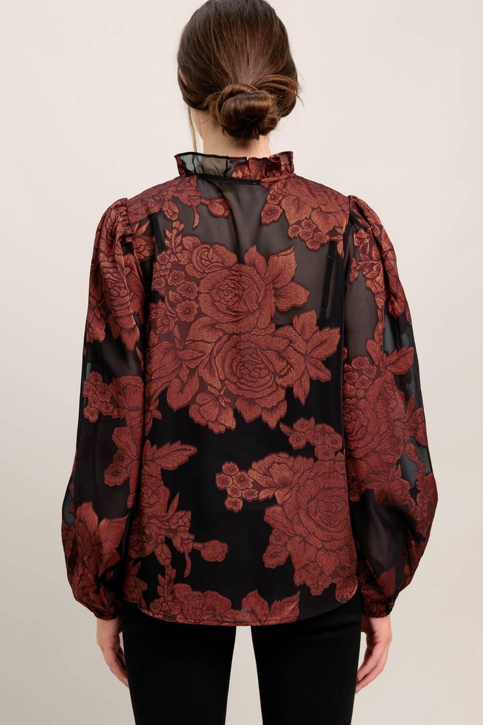 Just Dark Enough to Feel Special Woven Top in black, view 3 — Soul Flow Apparel