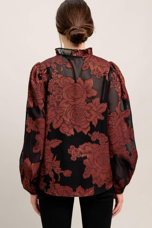 Just Dark Enough to Feel Special Woven Top in black, view 3 — Soul Flow Apparel