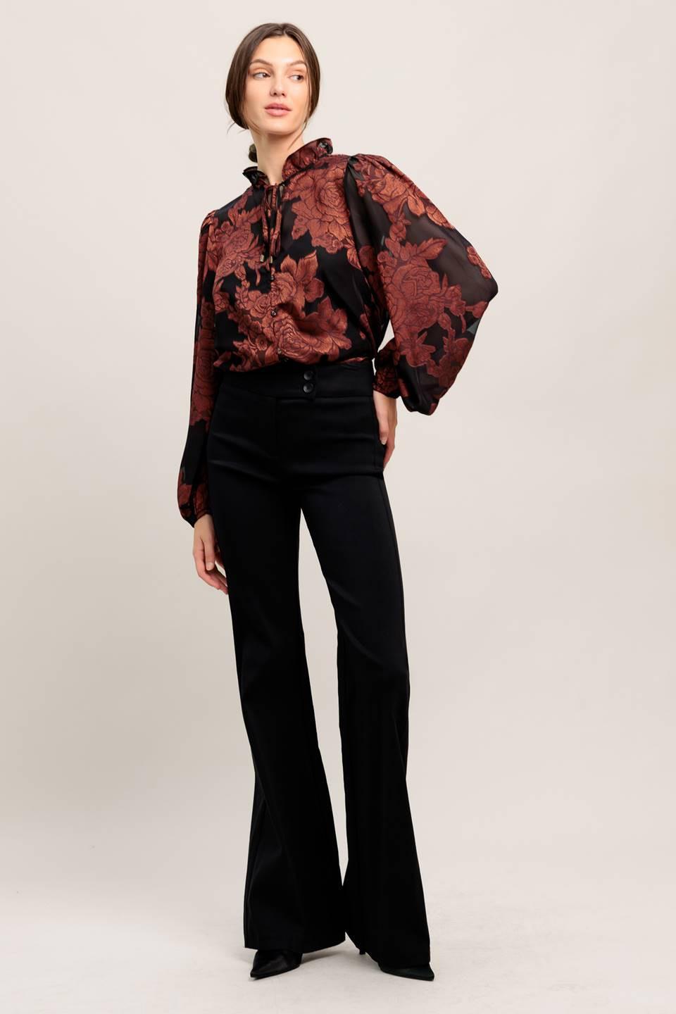 Just Dark Enough to Feel Special Woven Top in black, view 5 — Soul Flow Apparel