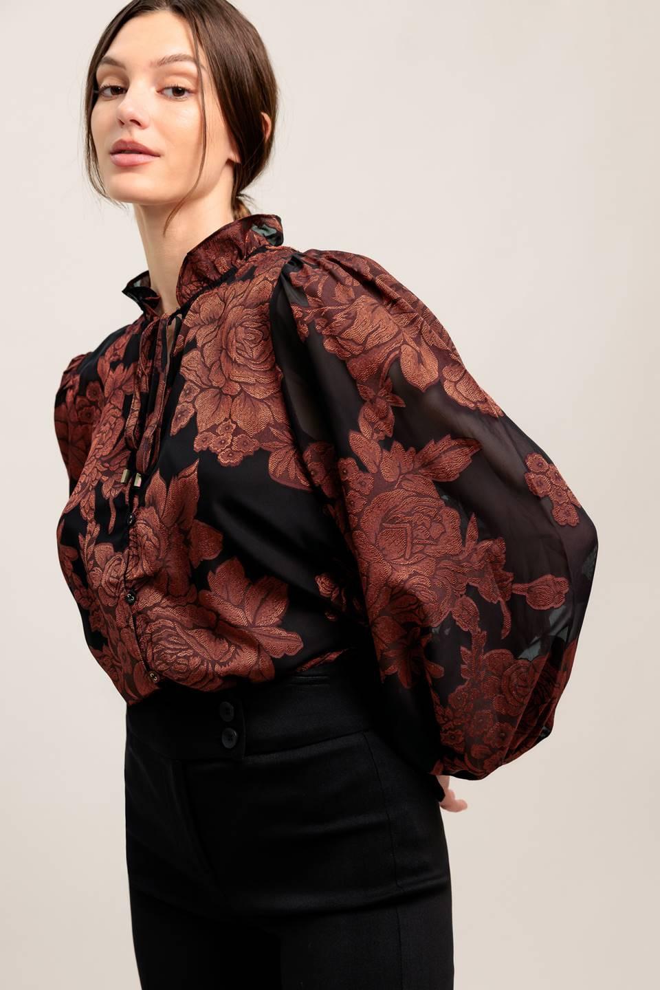 Just Dark Enough to Feel Special Woven Top in black, view 7 — Soul Flow Apparel