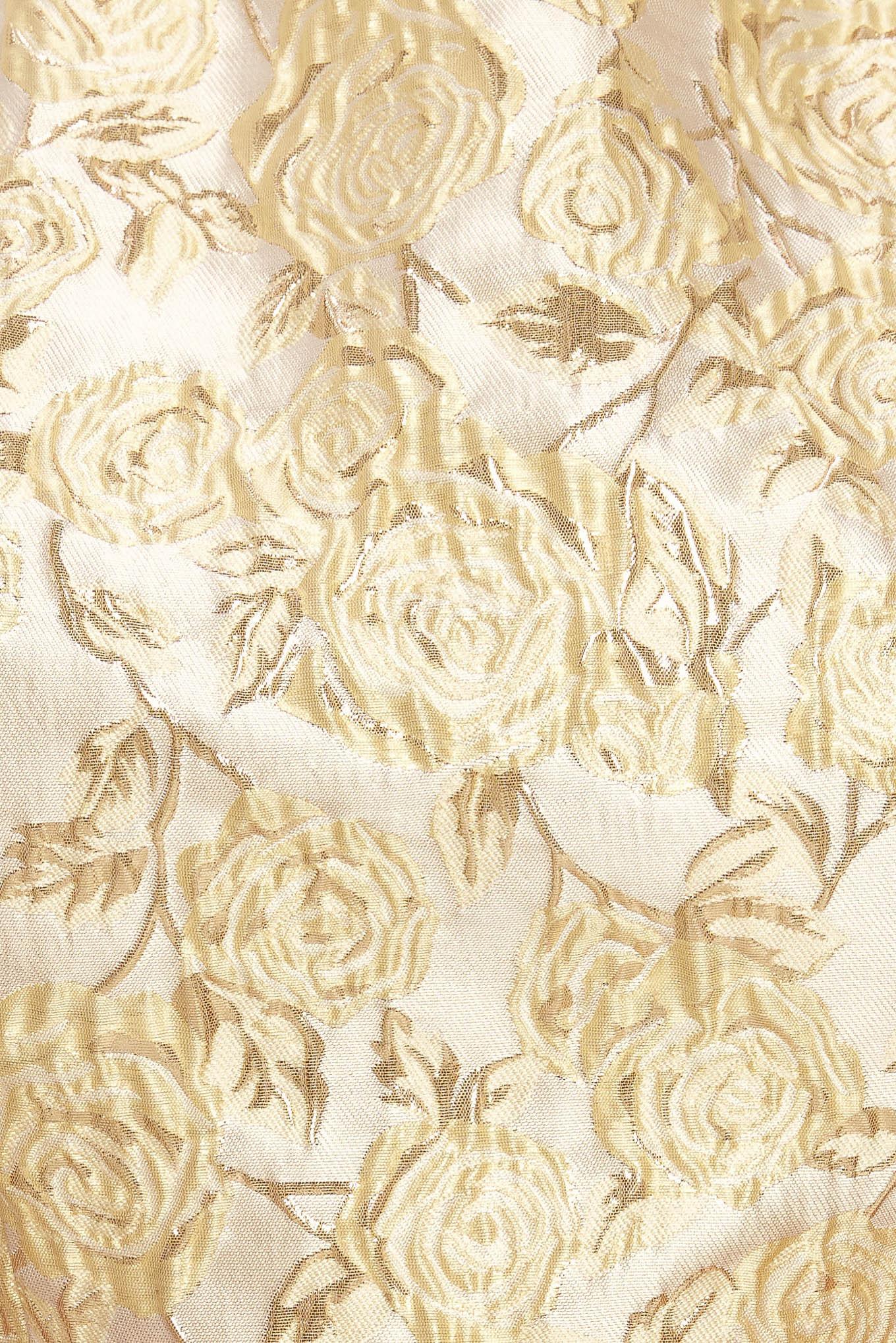 Candlelight Bloom Jacquard Woven Top in gold, fabric swatch — Soul Flow Apparel