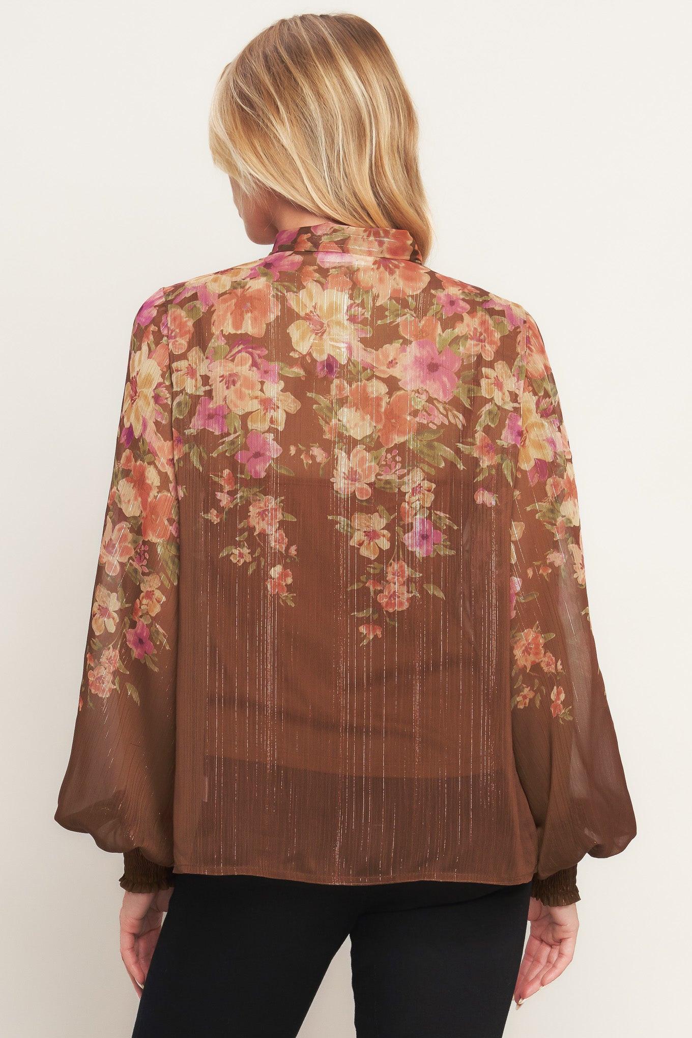 Earthly Romance Woven Top in brown, view 5 — Soul Flow Apparel