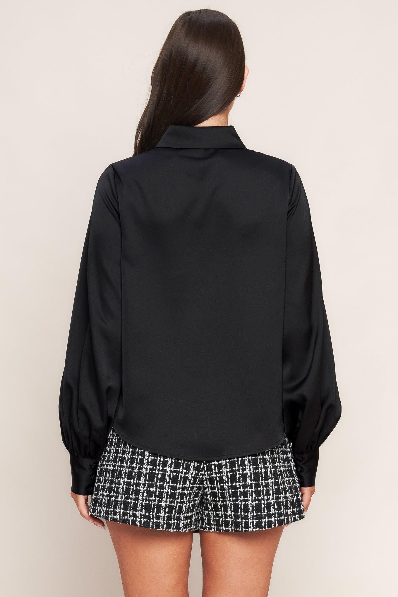Black Orbit Woven Top, view 5 — Soul Flow Apparel