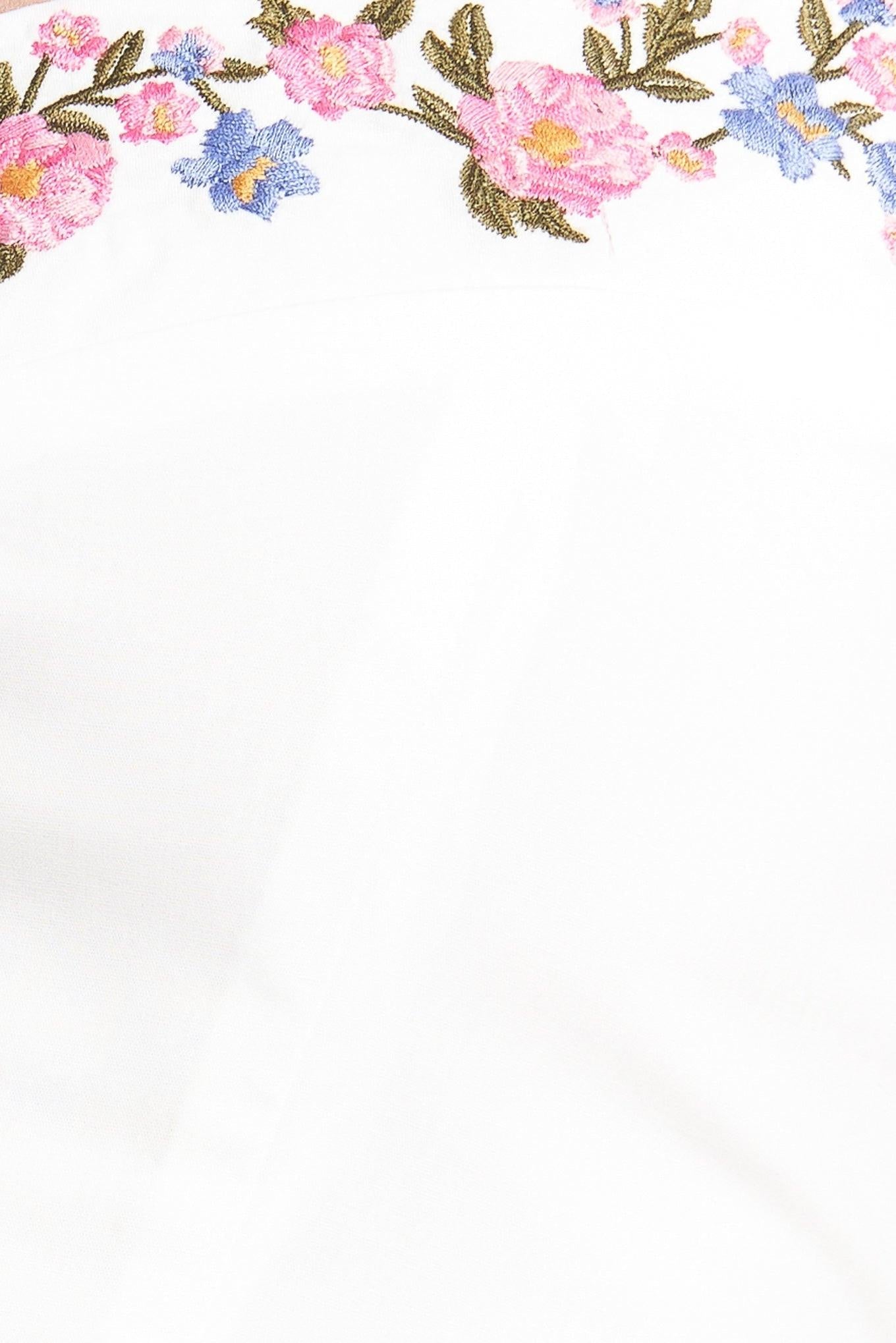 Sweetest Moment Woven Top in white, fabric swatch — Soul Flow Apparel