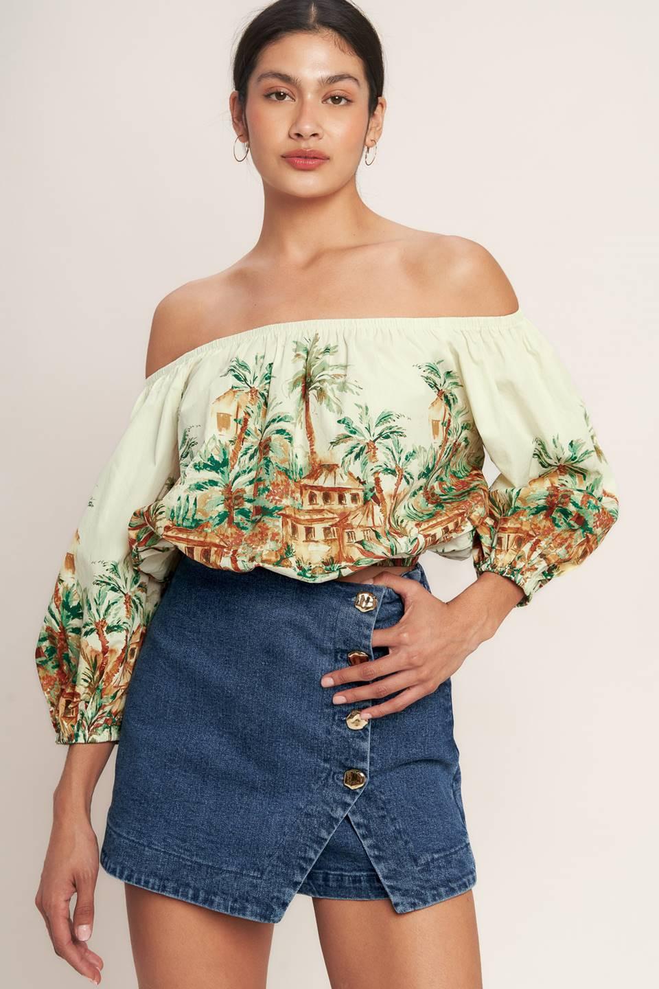 Island Time Only Woven Crop Top in ivory, view 1 — Soul Flow Apparel