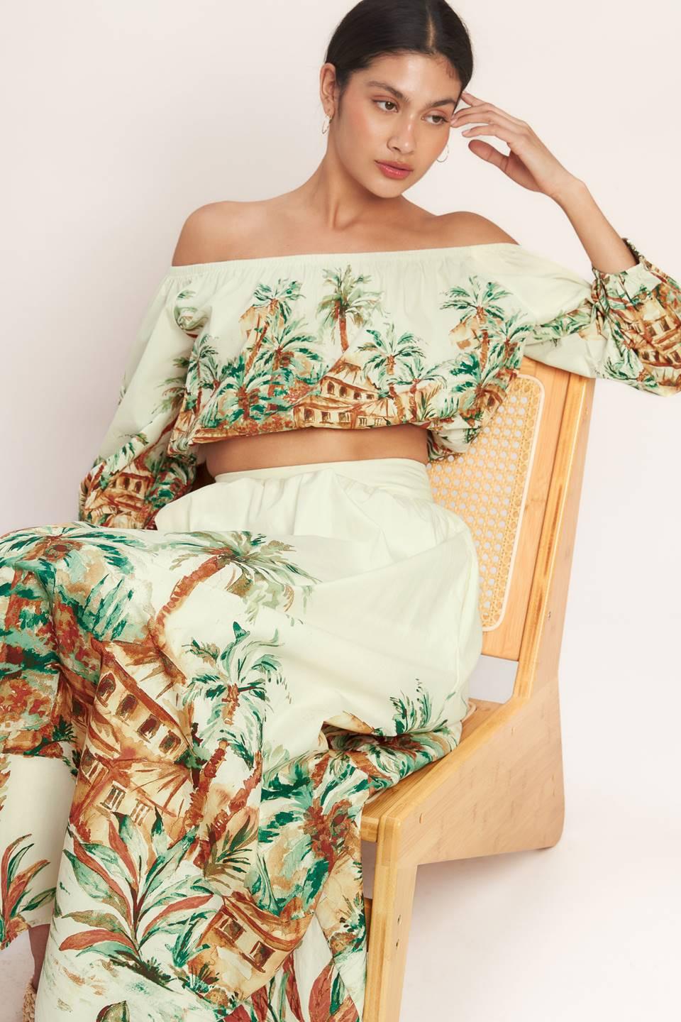 Island Time Only Woven Crop Top in ivory, view 2 — Soul Flow Apparel