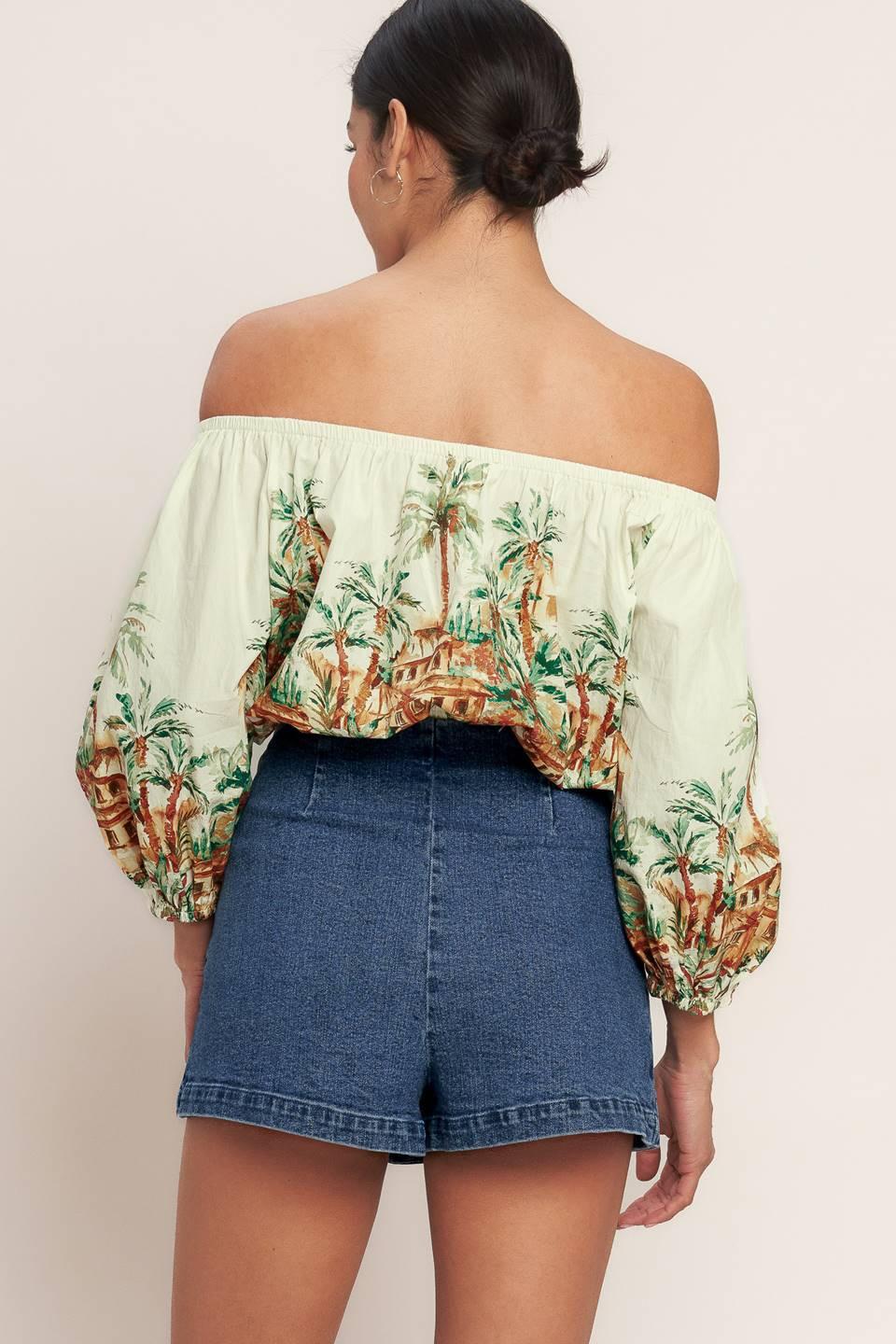 Island Time Only Woven Crop Top in ivory, view 7 — Soul Flow Apparel