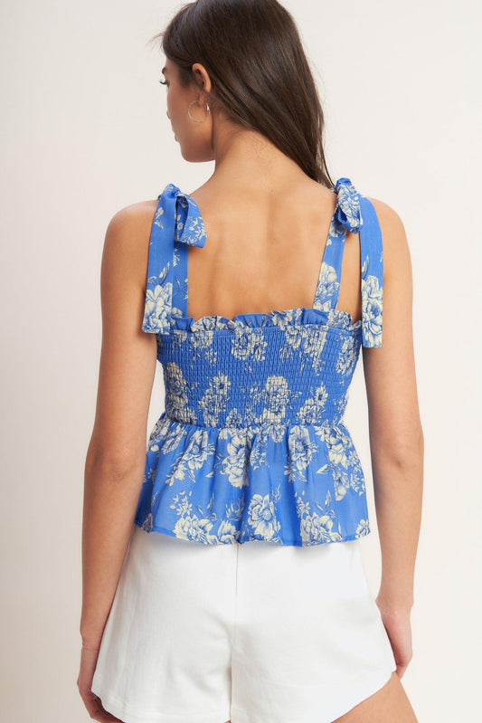 Romantic Blue Palette Woven Top, view 5 — Soul Flow Apparel