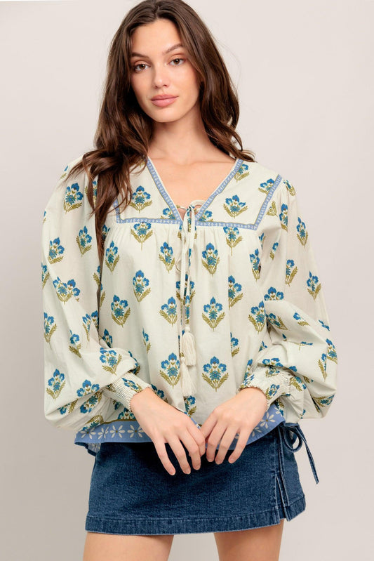 From Coffee Runs to Weekends Woven Top in ivory, view 1 — Soul Flow Apparel