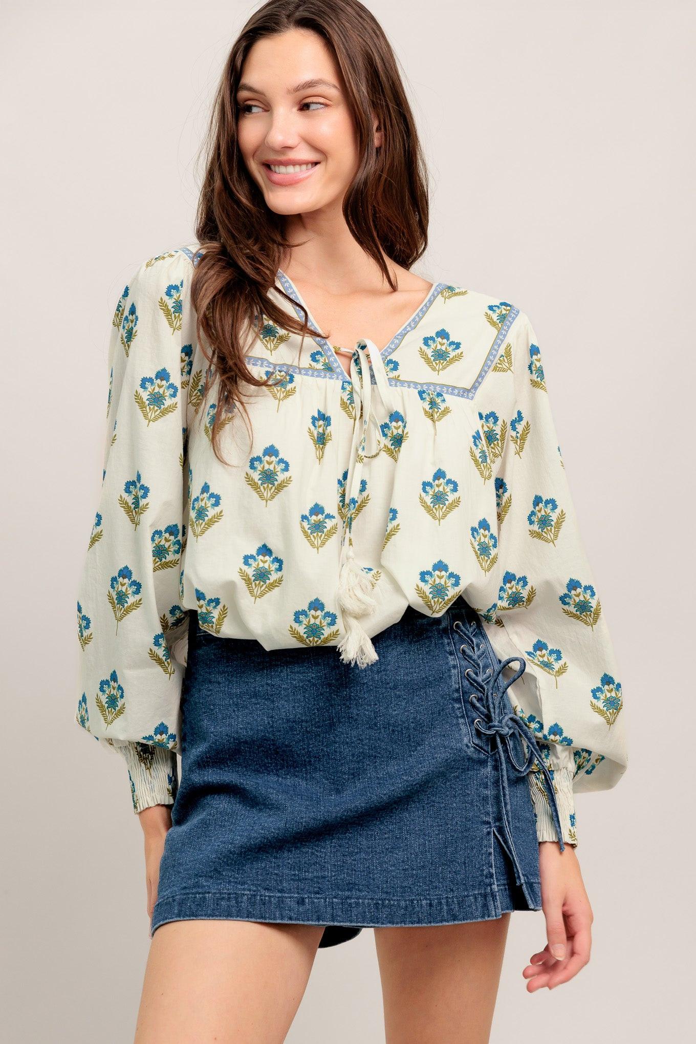 From Coffee Runs to Weekends Woven Top in ivory, view 2 — Soul Flow Apparel