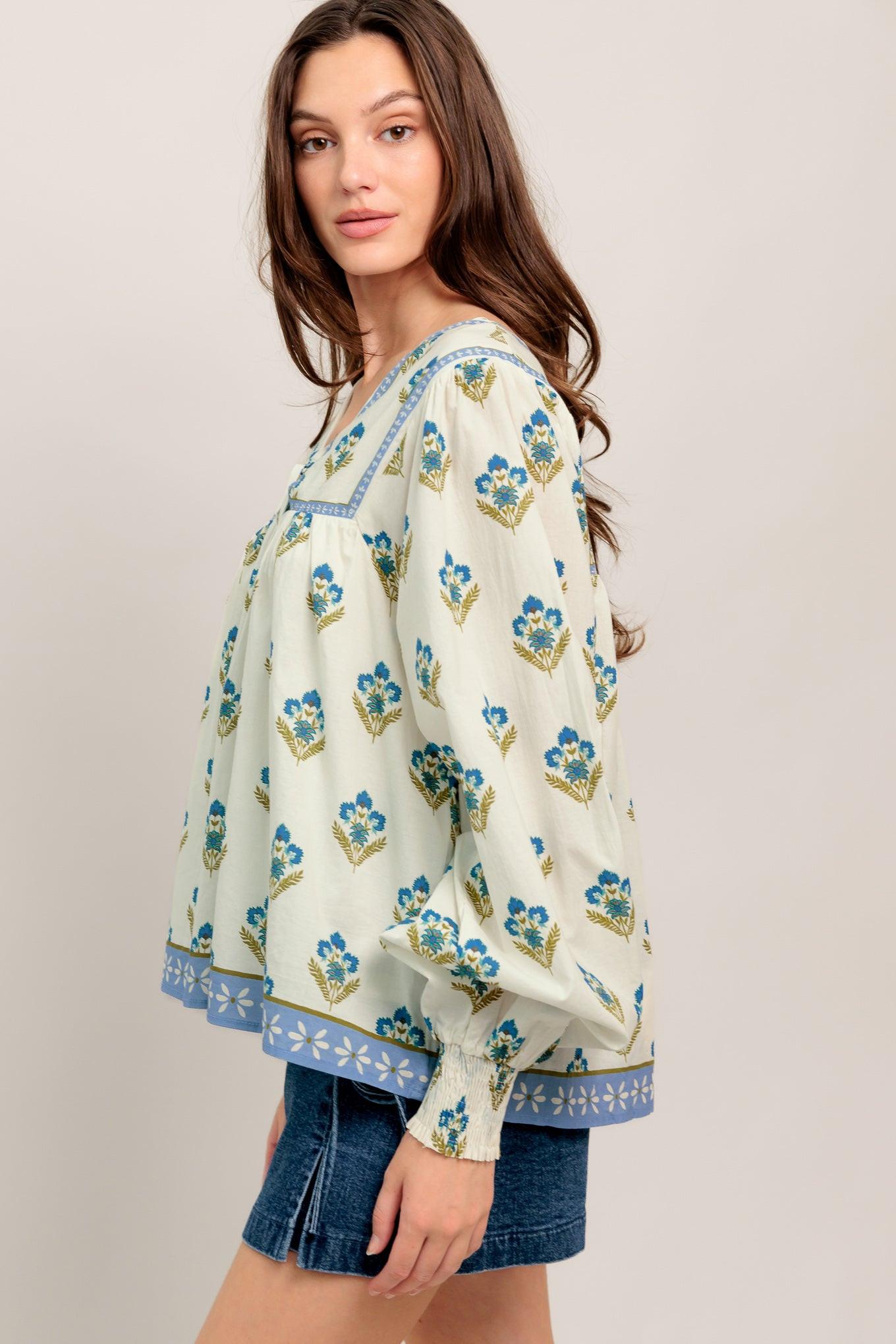 From Coffee Runs to Weekends Woven Top in ivory, view 4 — Soul Flow Apparel