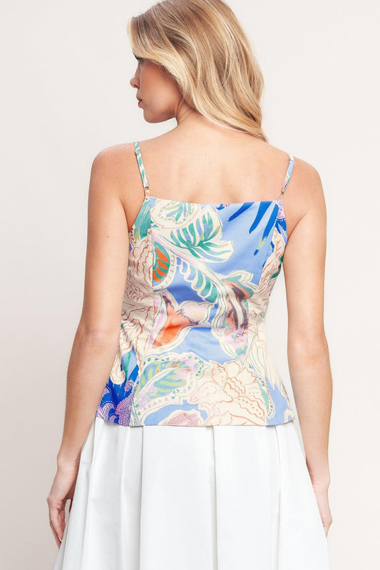 Made For Daydreams Woven Top in blue multi, view 7 — Soul Flow Apparel