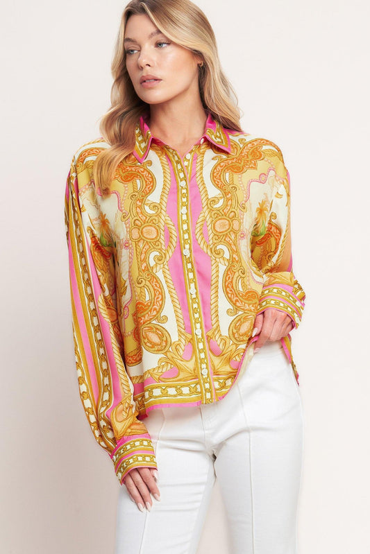 Vintage Heiress Woven Top in off-white pink, view 1 — Soul Flow Apparel
