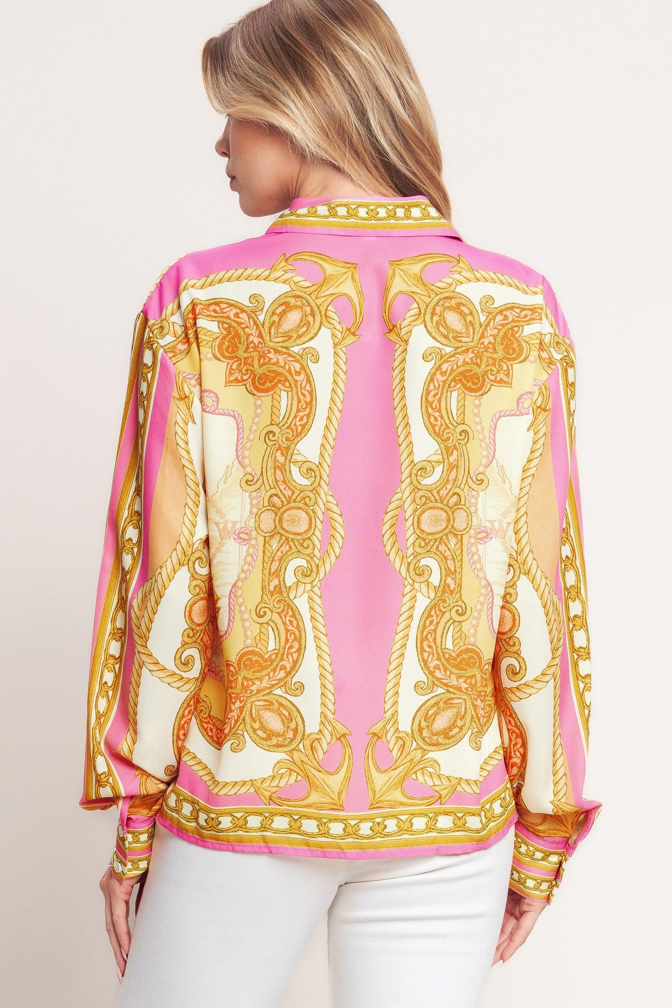 Vintage Heiress Woven Top in off-white pink, view 7 — Soul Flow Apparel