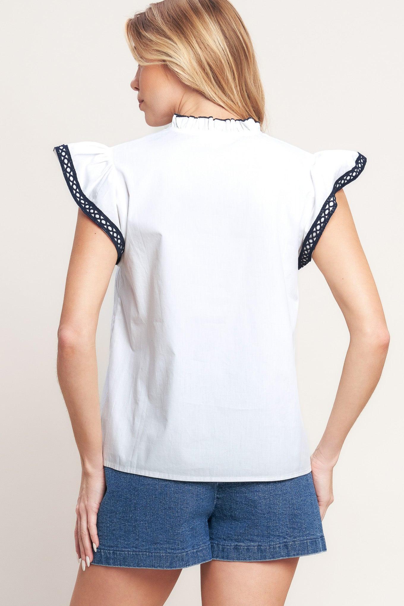 Easy to Admire Woven Top in white, view 3 — Soul Flow Apparel