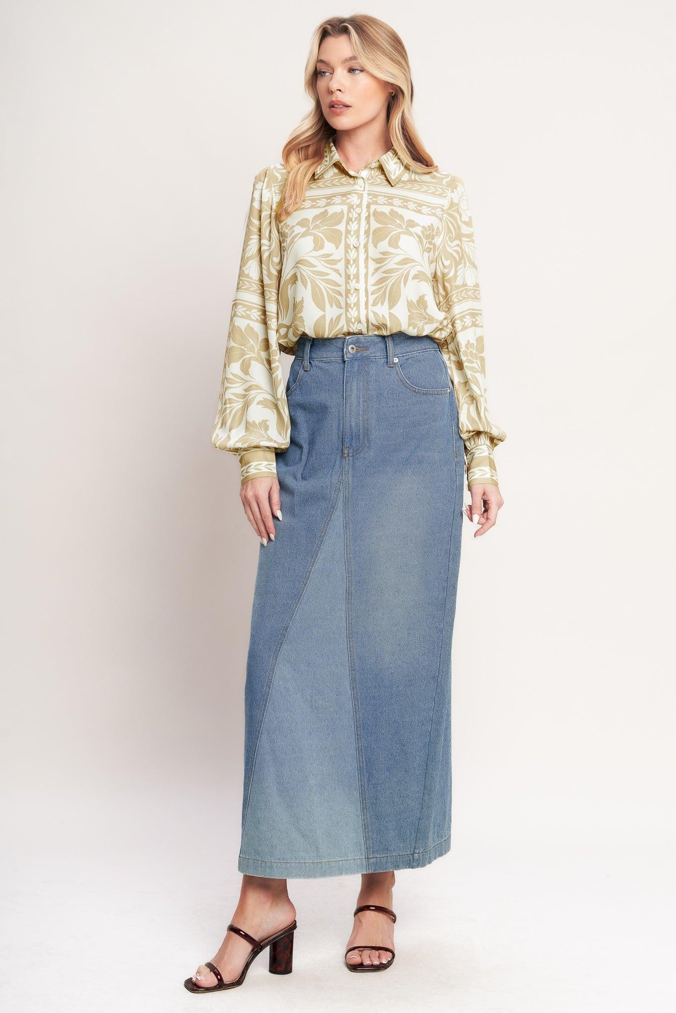 Palm Bazaar Woven Top in taupe ivory, view 5 — Soul Flow Apparel