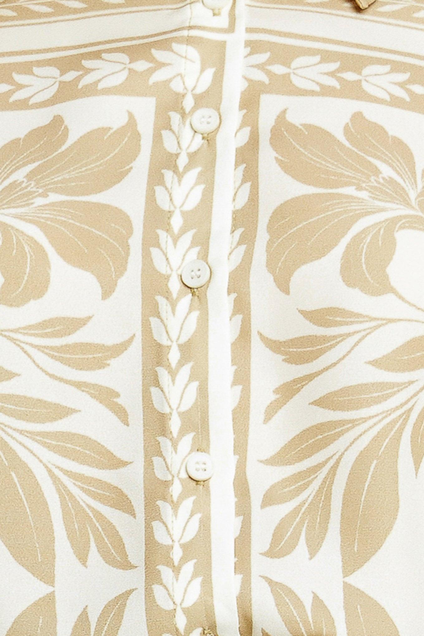 Palm Bazaar Woven Top in taupe ivory, fabric swatch — Soul Flow Apparel
