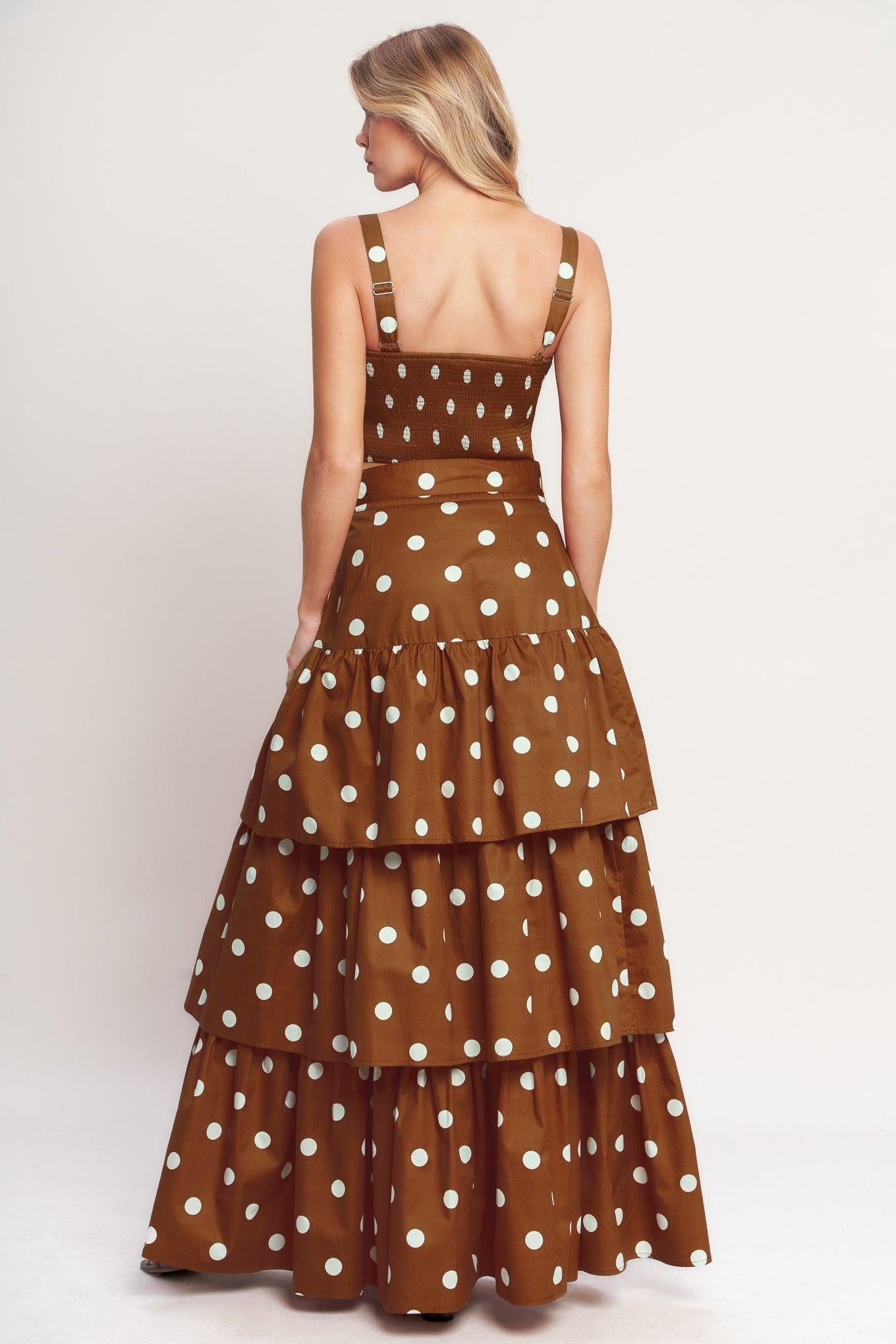 Brown Sugar Dot Woven Bustier Top, view 6 — Soul Flow Apparel