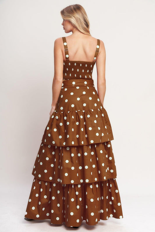 Brown Sugar Dot Woven Bustier Top, view 6 — Soul Flow Apparel