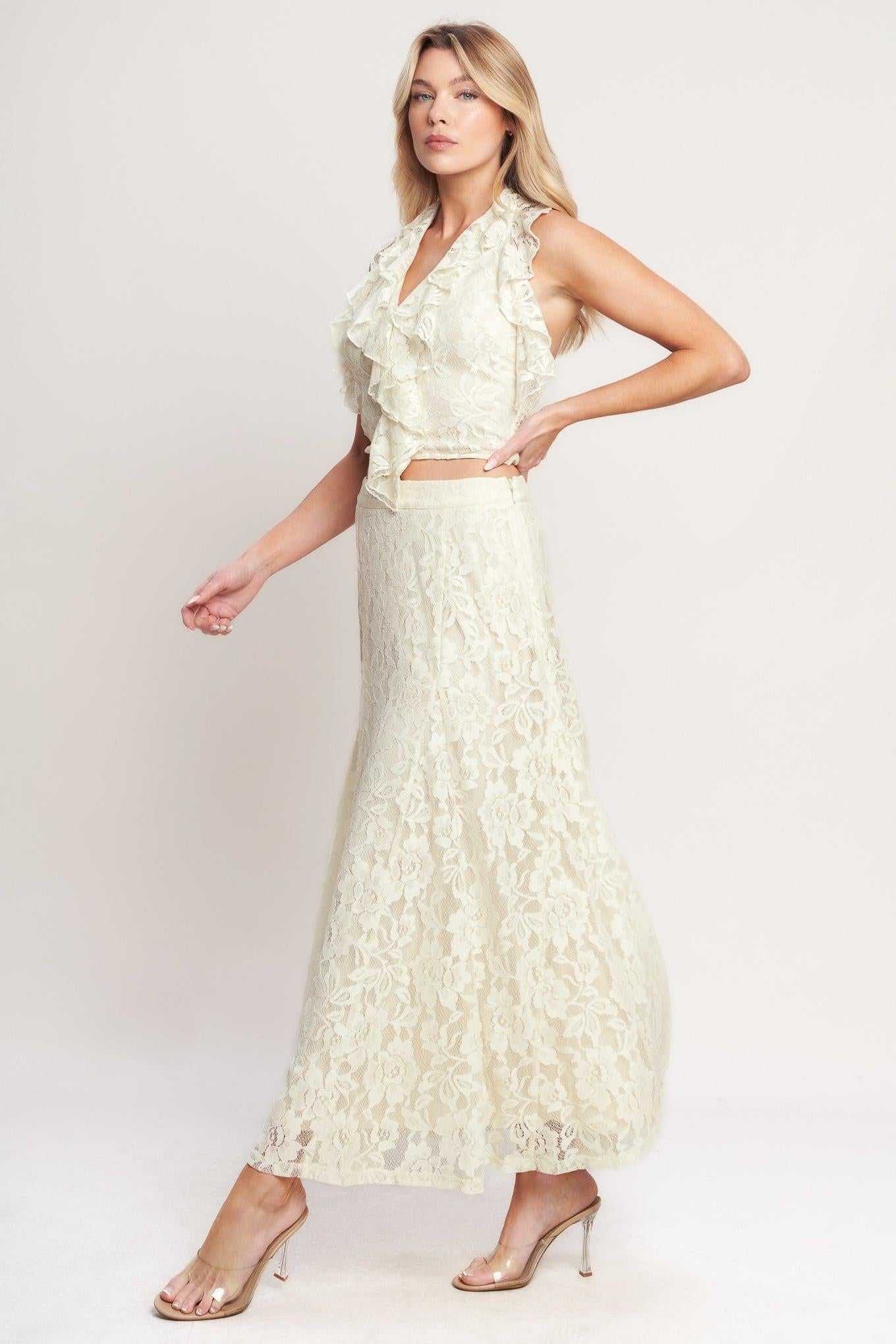 Ballet Muse Woven Lace Top in cream, view 4 — Soul Flow Apparel