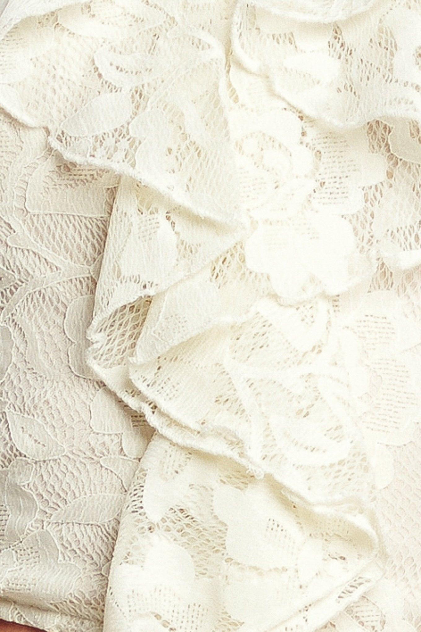 Ballet Muse Woven Lace Top in cream, fabric swatch — Soul Flow Apparel