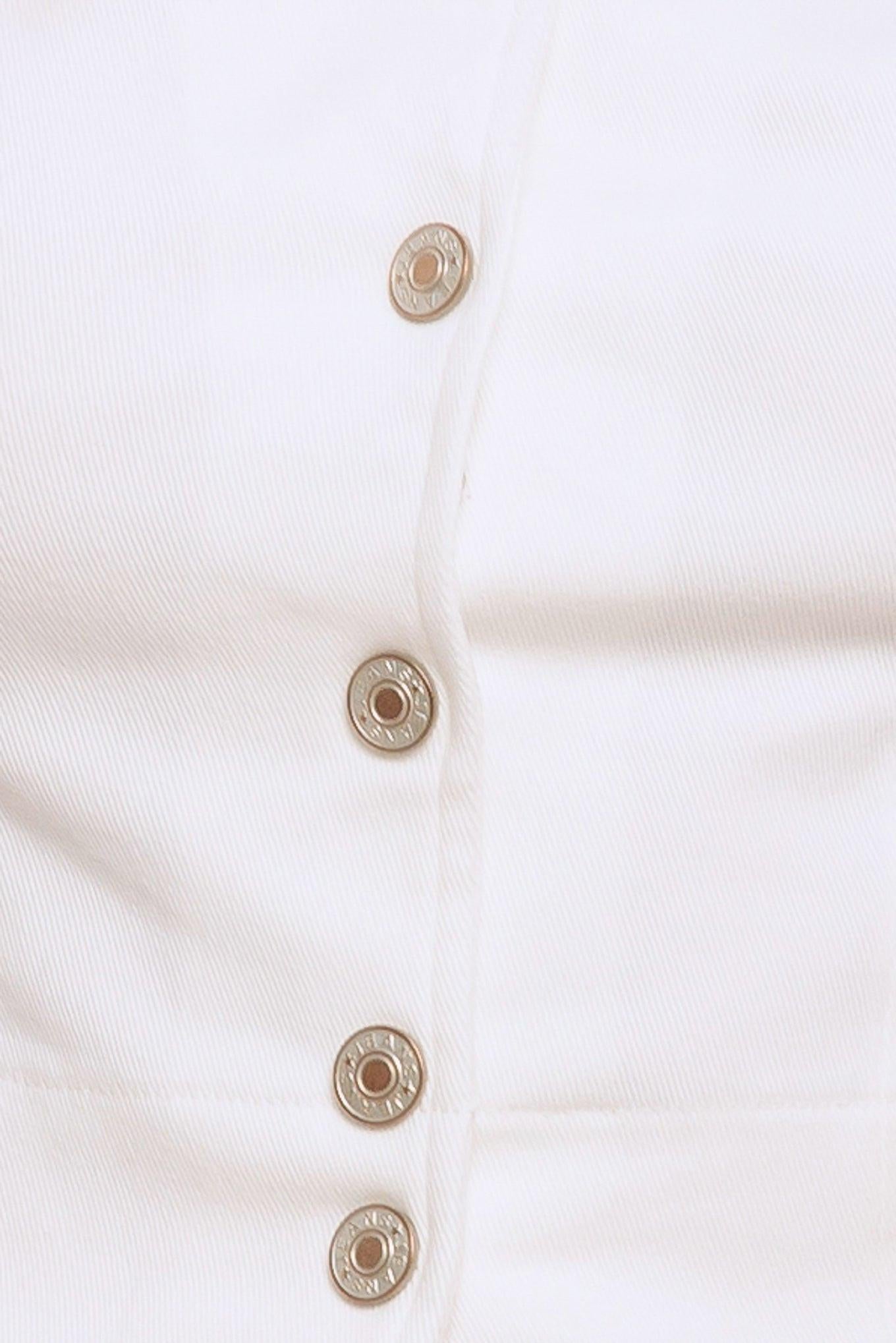 Easy Wear Western Woven Top in white denim, fabric swatch — Soul Flow Apparel