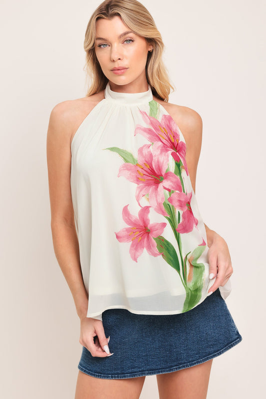 Lily Dream Woven Top in ivory, view 2 — Soul Flow Apparel