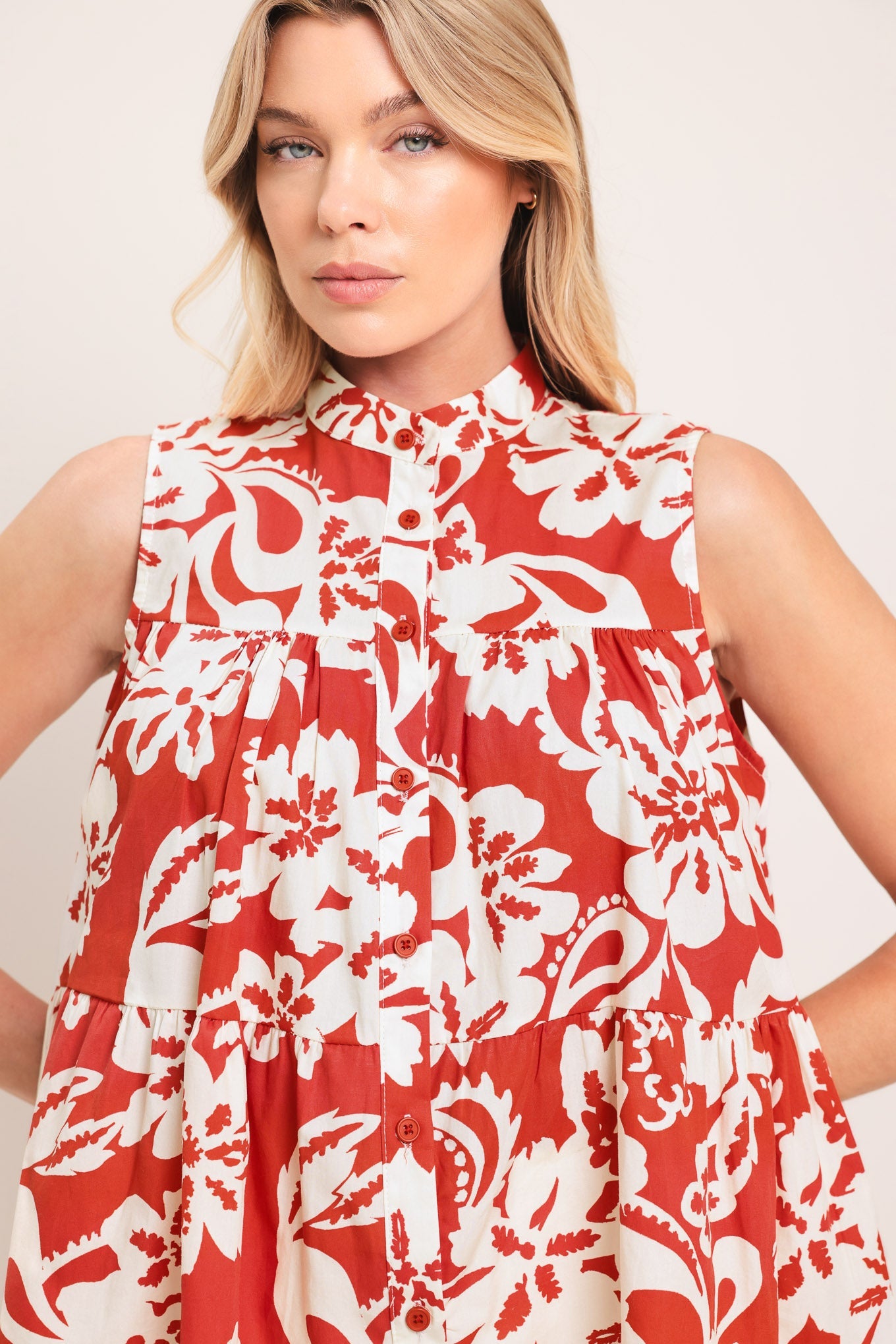 SUNSET BLOOM WOVEN TOP