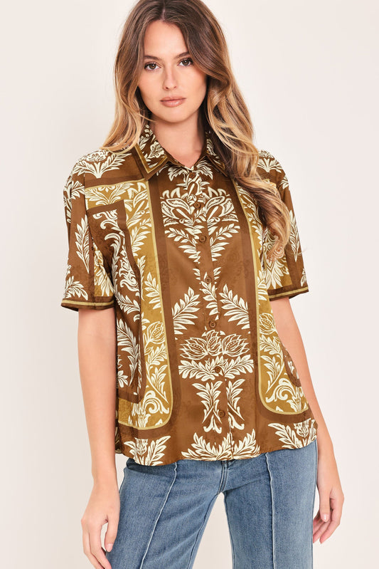 Vintage Manor Palazzo Woven Top in camel, view 1 — Soul Flow Apparel