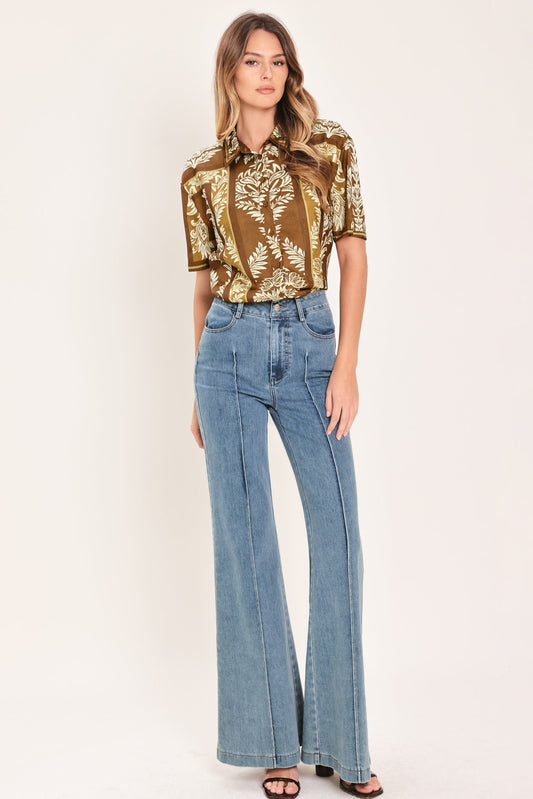 Vintage Manor Palazzo Woven Top in camel, view 5 — Soul Flow Apparel
