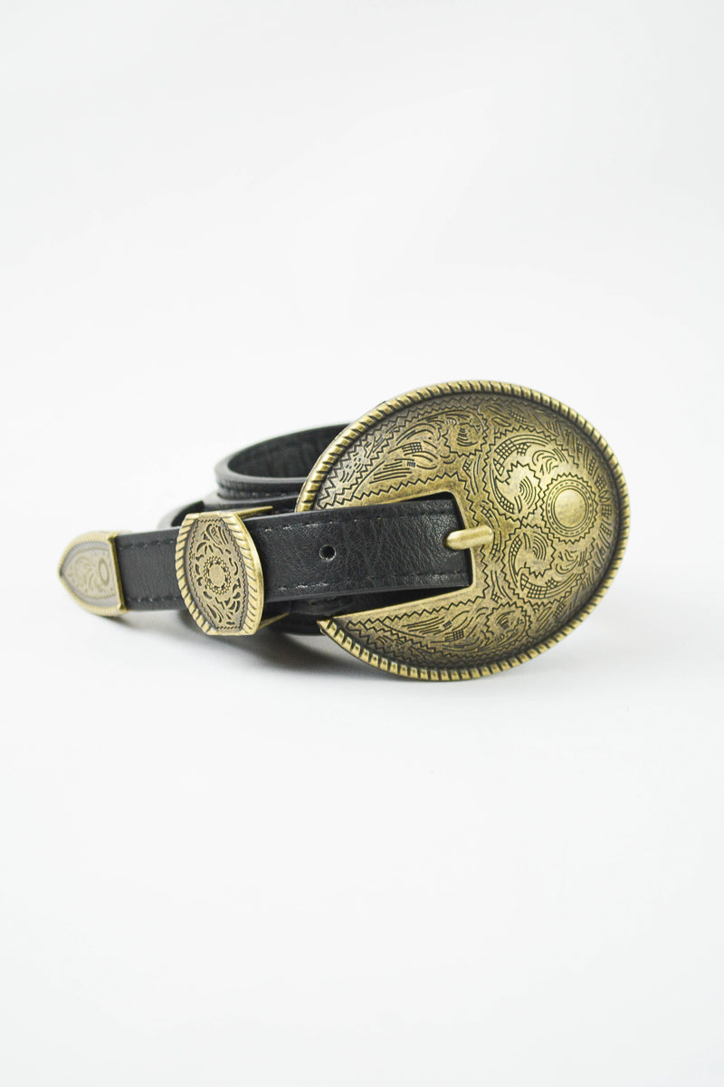 Oval Embossed Vintage Buckle Belt Leto Collection