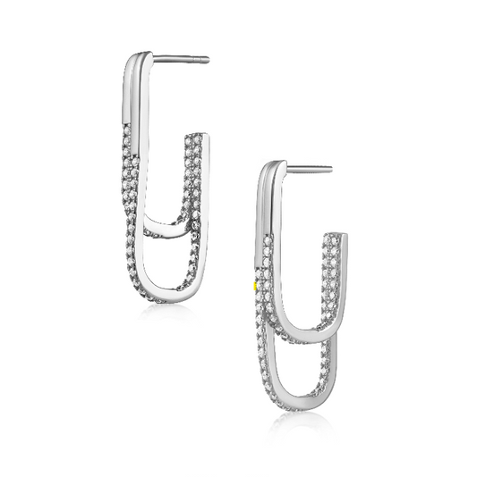 Jasmine Pave Double Hoop in silver — Soul Flow Apparel