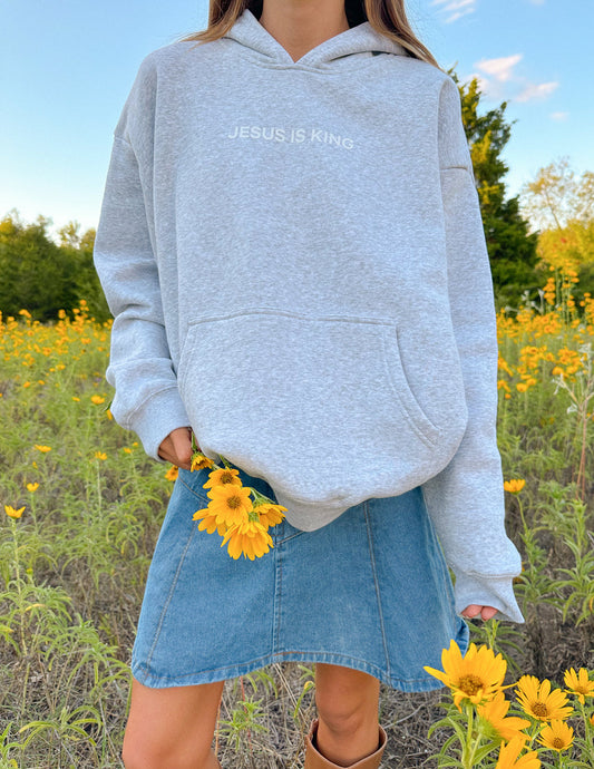 Jesus Is King Heather Grey Unisex Hoodie – Christian Hoodie