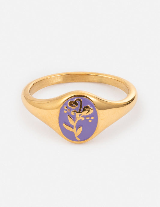 Lavender Flower Signet Ring – Christian Ring