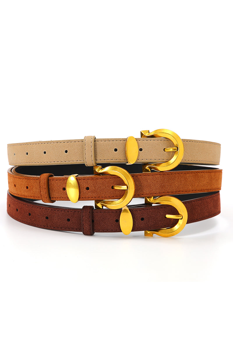Golden Horseshoe Suede Belt - Subtle Western Boho Clothing and Accessories