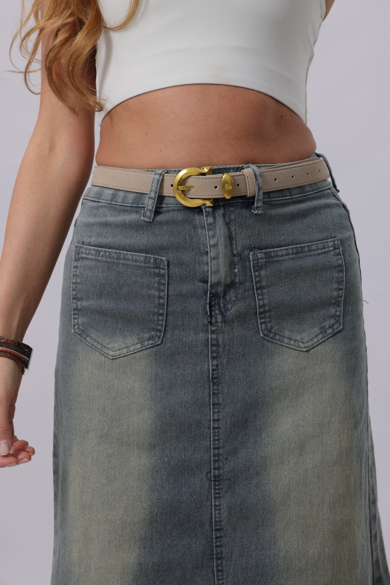 Golden Horseshoe Suede Belt - Subtle Western Boho Clothing and Accessories