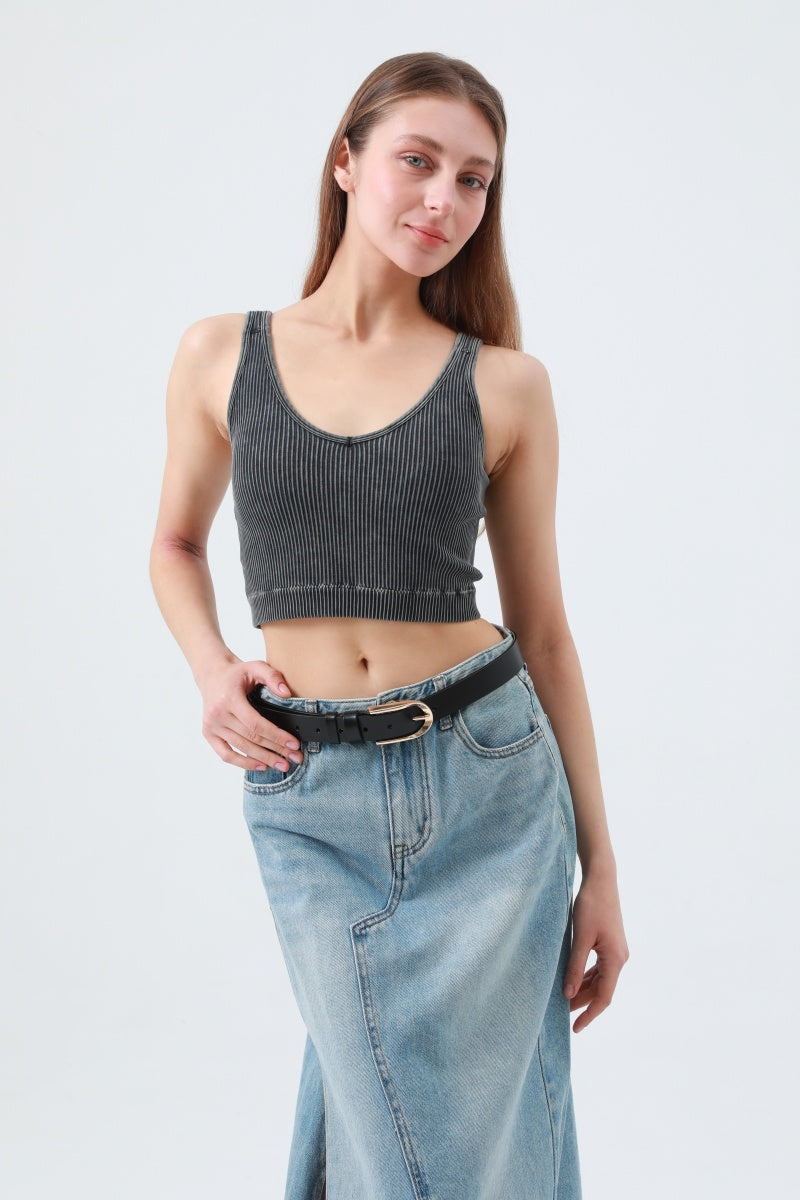 Sleek U-Shape Metal Buckle Minimalist Belt Leto Collection