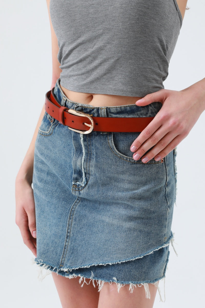 Sleek U-Shape Metal Buckle Minimalist Belt Leto Collection