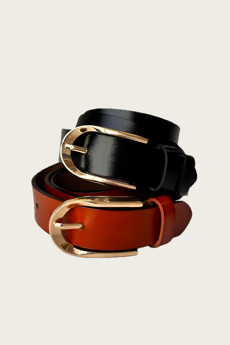 Sleek U-Shape Metal Buckle Minimalist Belt Leto Collection